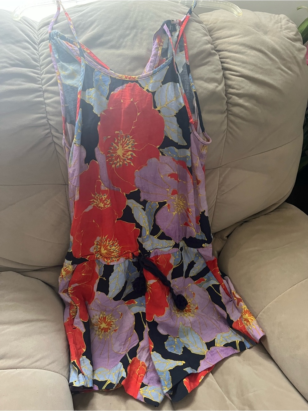 Ann Taylor LOFT romper with adjustable straps.